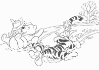 A coloring page of winnie the pooh - group